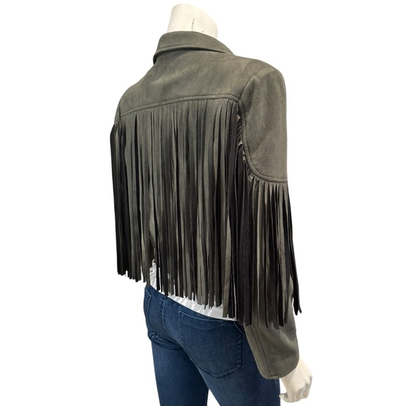 Faux Suede Leather Fringe Jacket - Picture 8 of 15